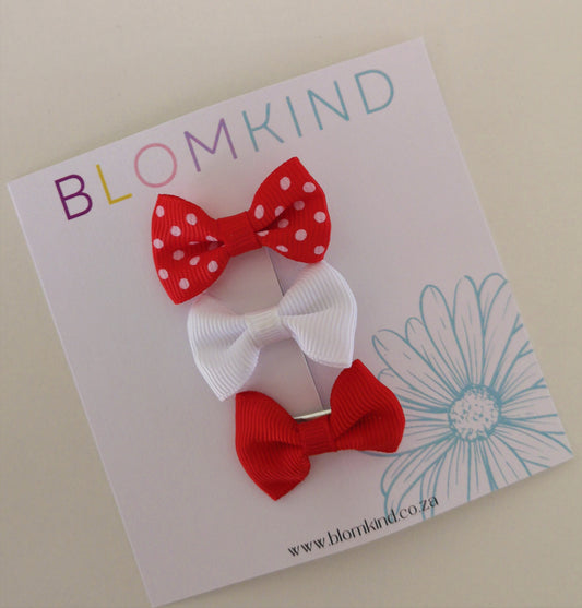 Red & White Small Bow set - Blom Kind