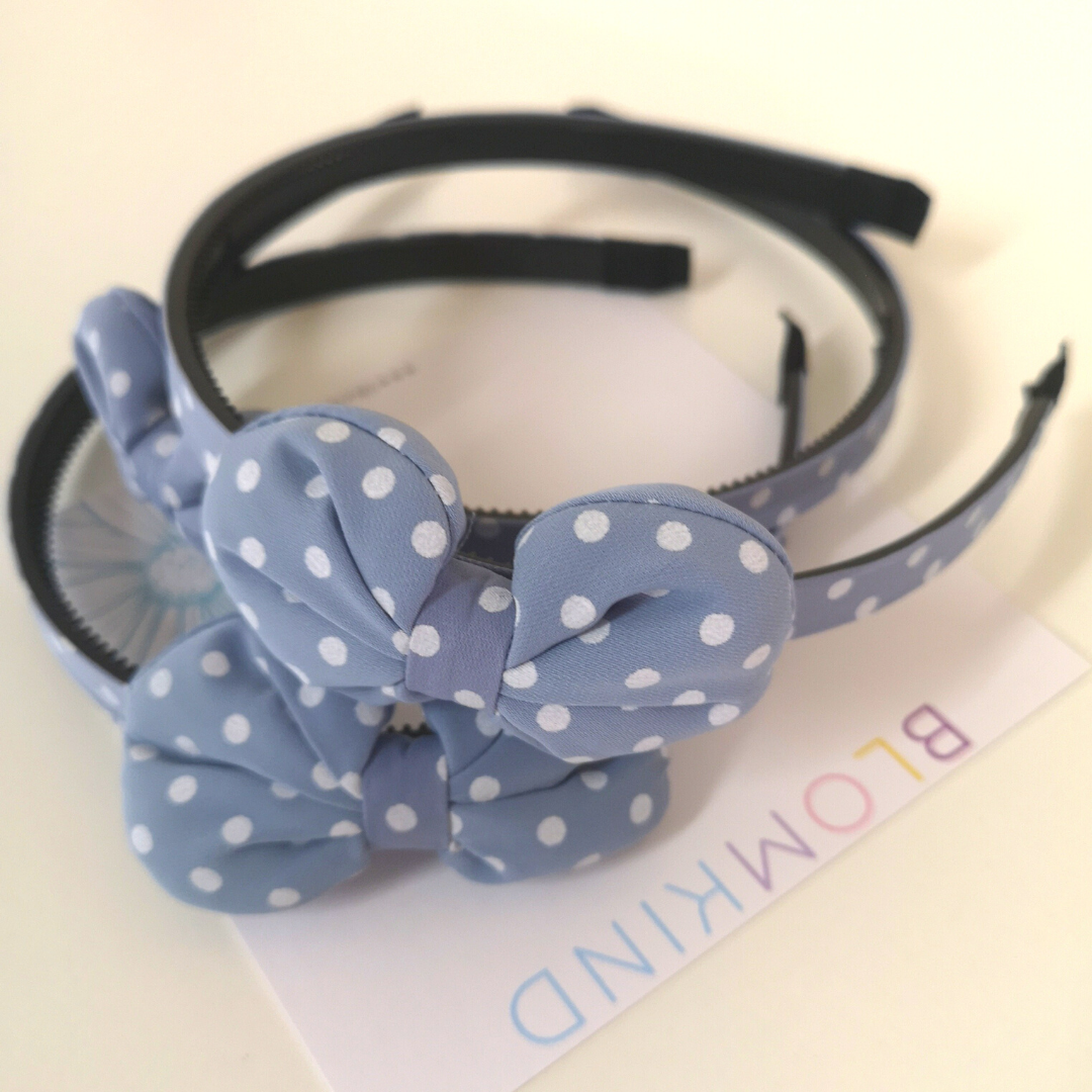 Blue Toddler Girl Polka Dot Hairband