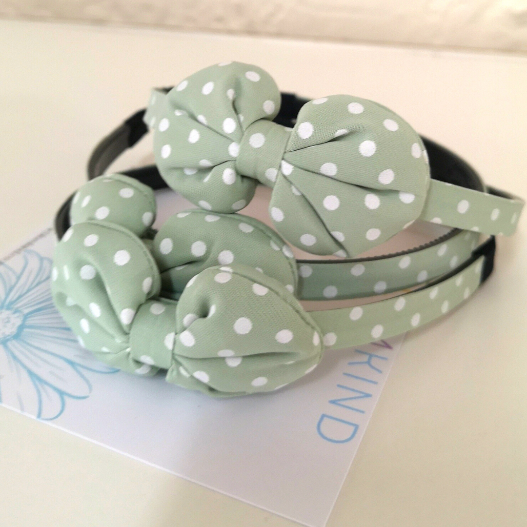 Green Toddler Girl Polka Dot Hairband