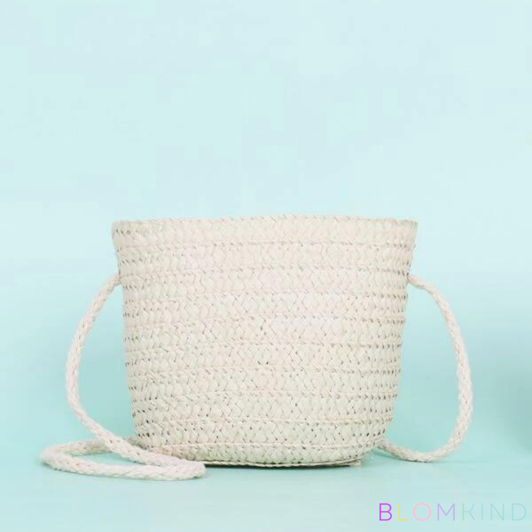 Girls Bow Natural Straw Mini Bag