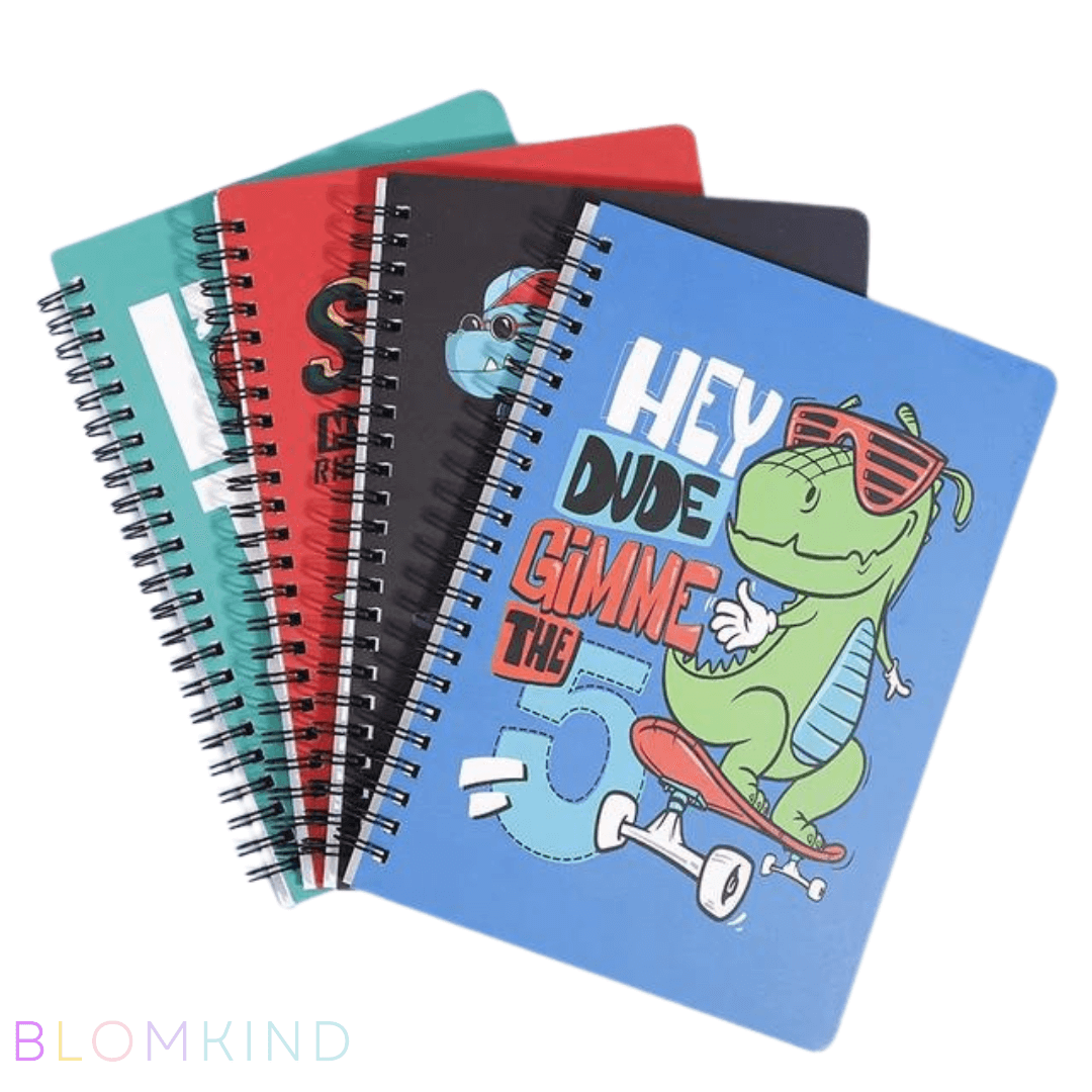 A5 Dino Notebook. 4 Colours