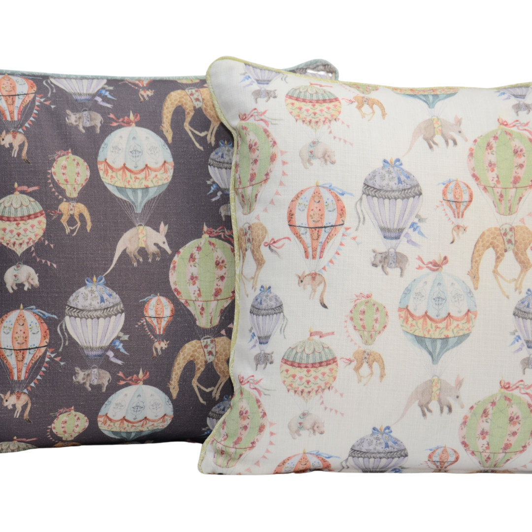 Hot air balloon Grey Small Cushion