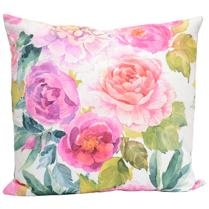 Peony Pink Large Cushion. Locally made. 100% Cotton