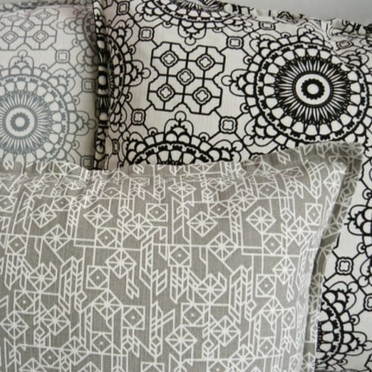 Kay Black & Ivory pattern Large Cushion - 60cm x 60cm