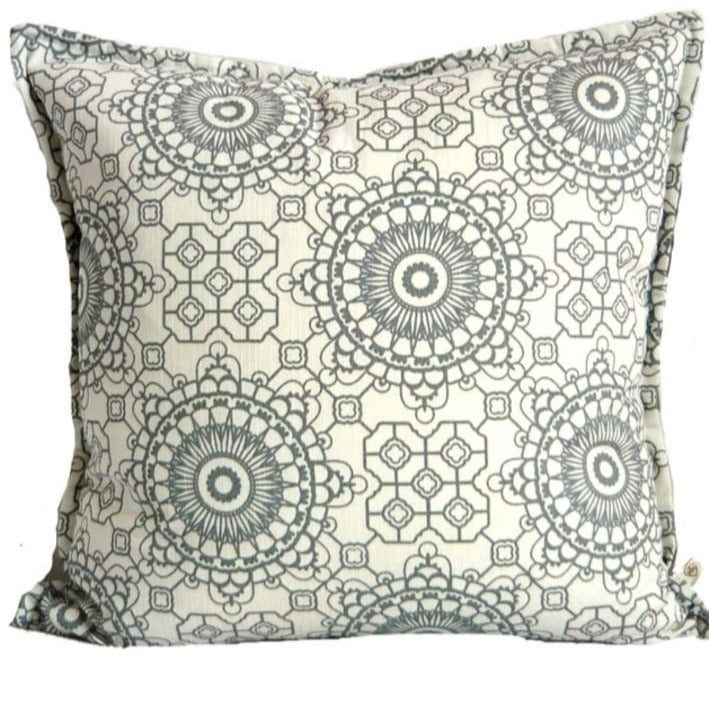 Kay Grey & Ivory Pattern Large Cushion - 60cm x 60cm