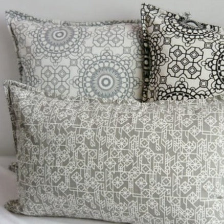 Kay Grey & Ivory Pattern Large Cushion - 60cm x 60cm