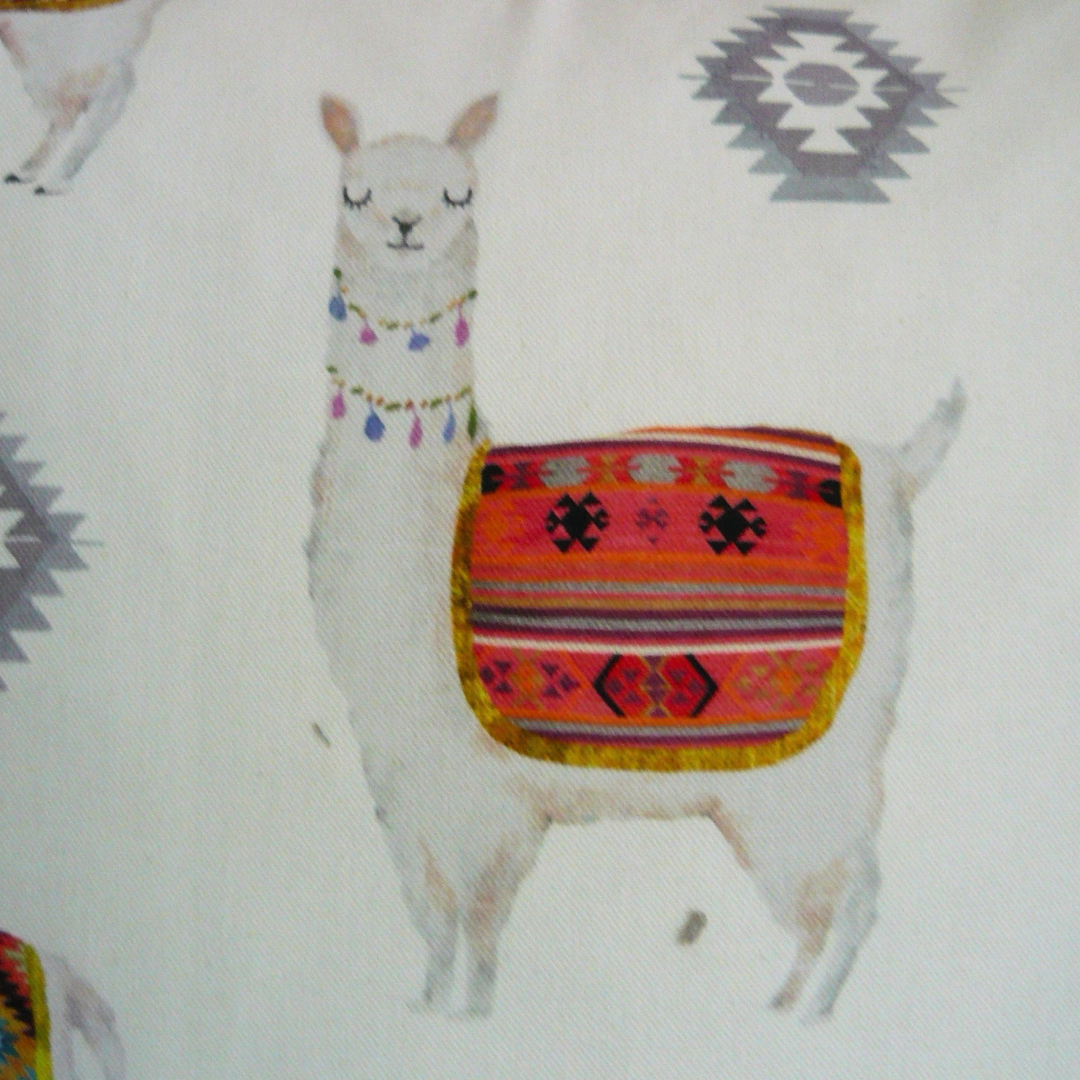 Llama Ivory Cushion. Locally custom made in South Africa. Size: 61cm x 61cm