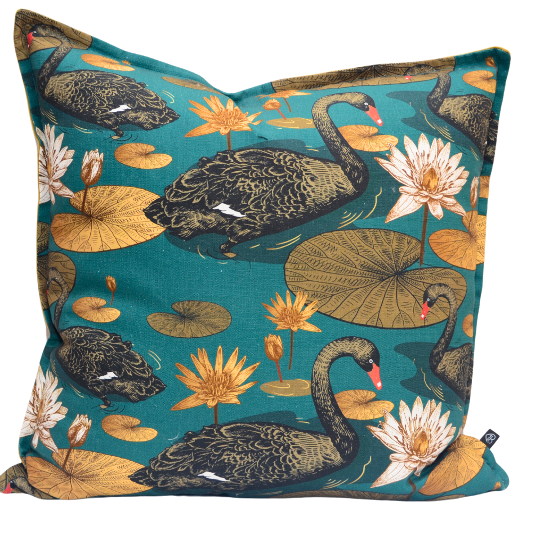 Black Swan Deep Teal Large Cushion - 60cm x 60cm