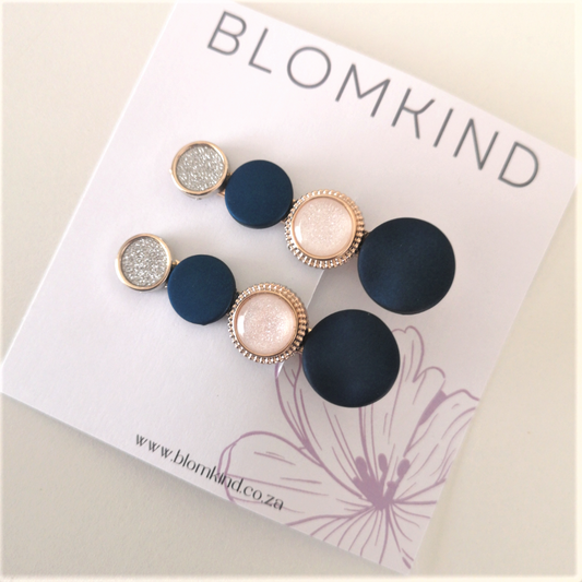 Navy Round Hairclips