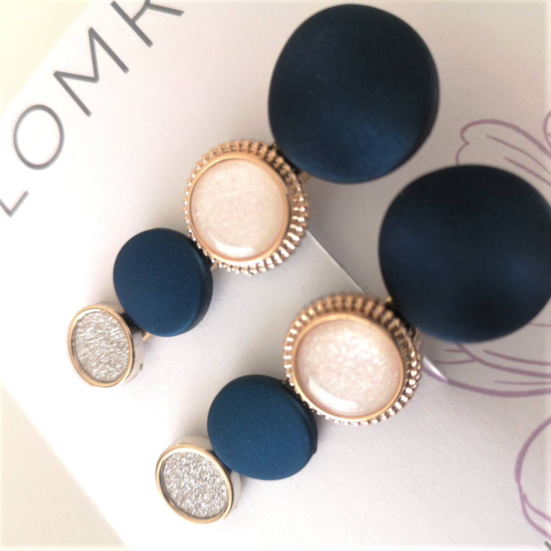 Navy Round Hairclips