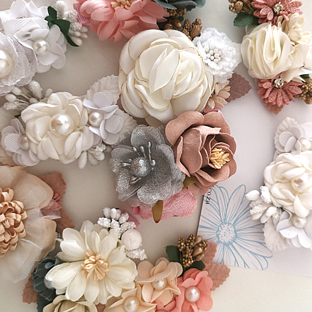 Flower & pearl vintage look Hairclips