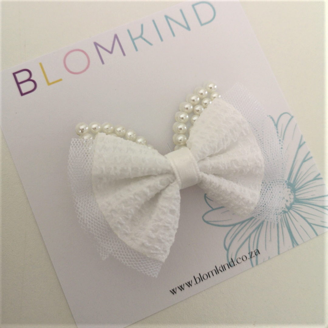 White Rabbit Ears Bow Hairclip