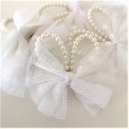 White Rabbit Pearl Ears Bow Hairclip