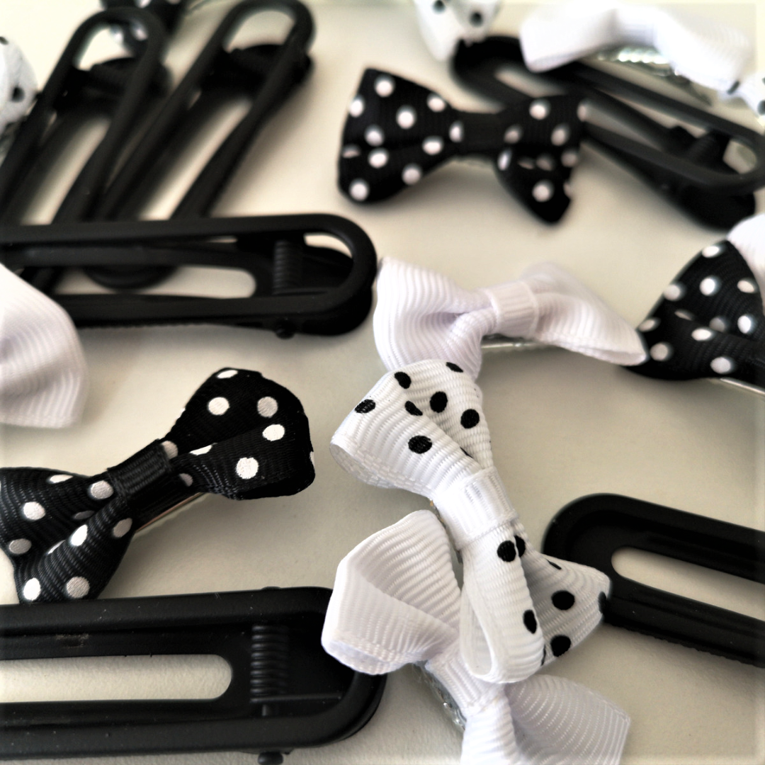 White & Black Hairclip Set. Ideal for School.