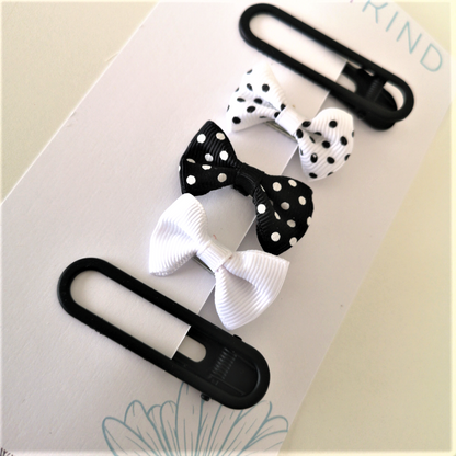 White & Black Hairclip Set. Ideal for School.