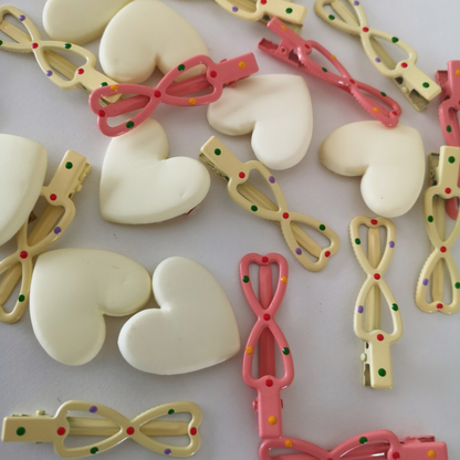 Ivory Heart Hairclip Set