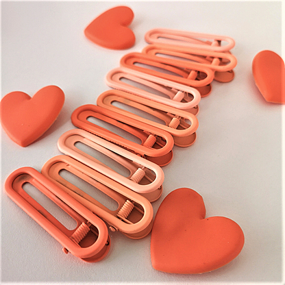 Orange Ombre Solid Metal Hairclips