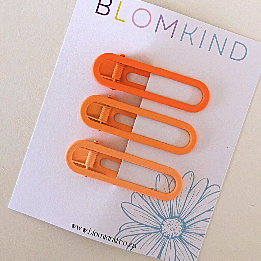 Orange Ombre Solid Metal Hairclips