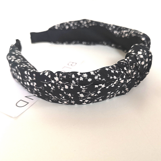 Black Flower print Hairband. Size fits all.