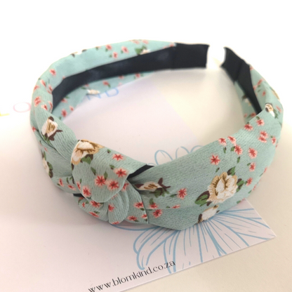 Floral Mint Hairband. Size fits all.