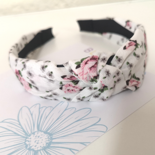 Floral White & Pink Hairband. Size fits all