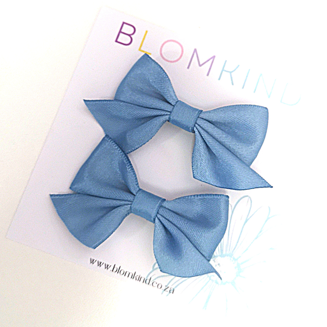 Soft blue Bow Hairclip Set of 2