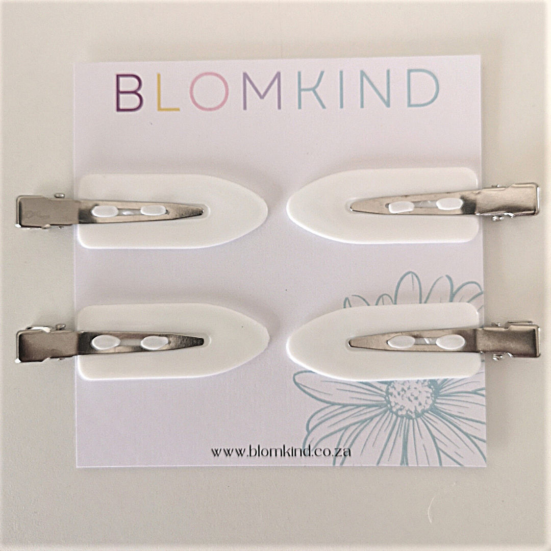 No Crease 4 Piece White Hairclips