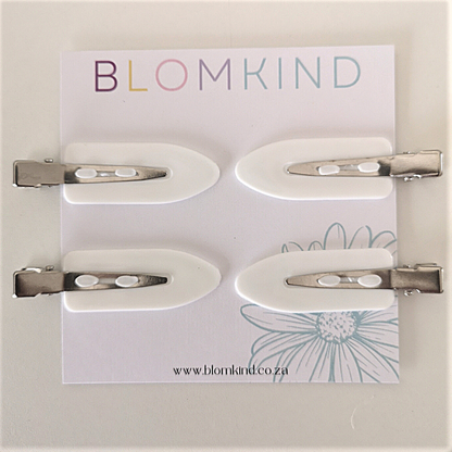 No Crease 4 Piece White Hairclips