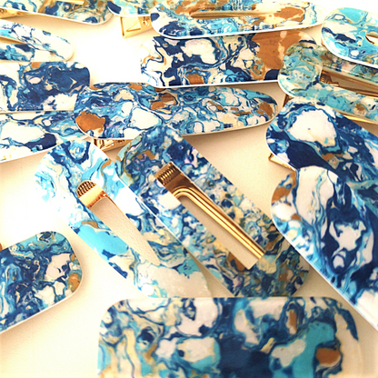 Large Acrylic Ocean Rectangular Hairclip Set