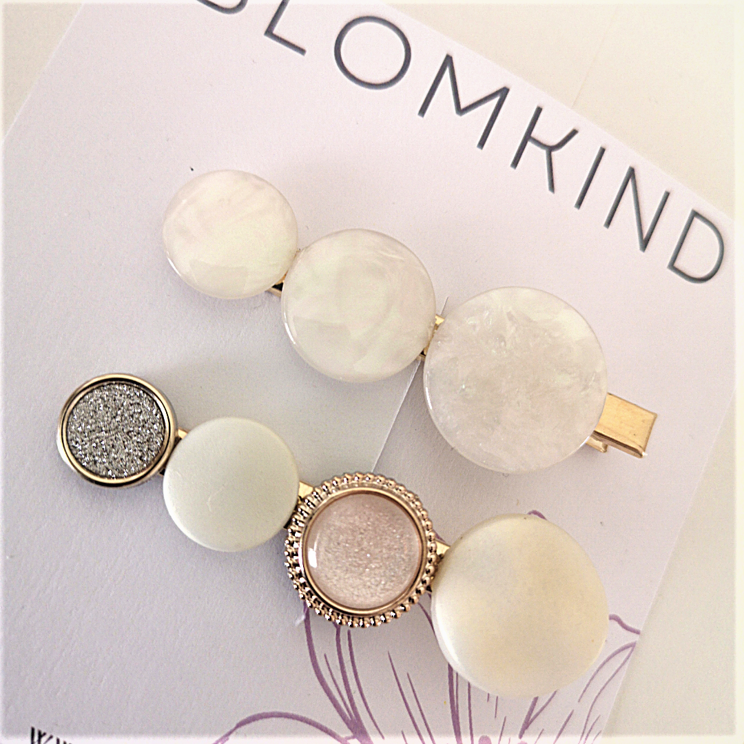 Round Ivory Hairclip Set