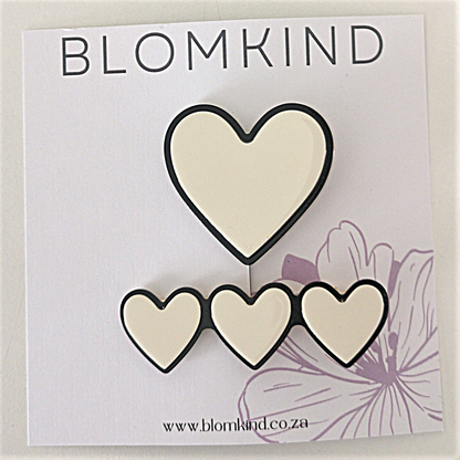 Monochrome Ivory Heart Hairclips