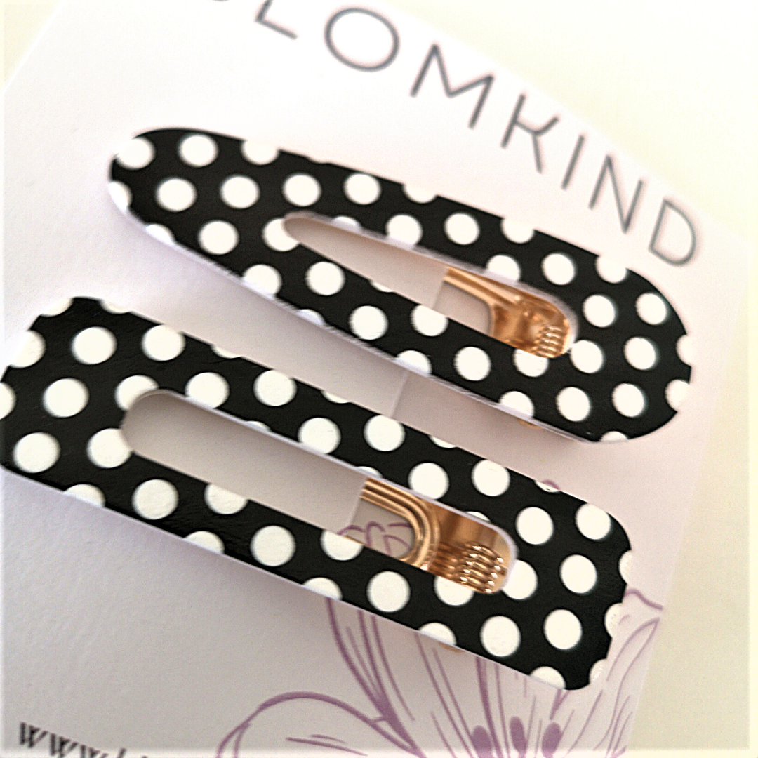 Large Black & White Dots Hairclips