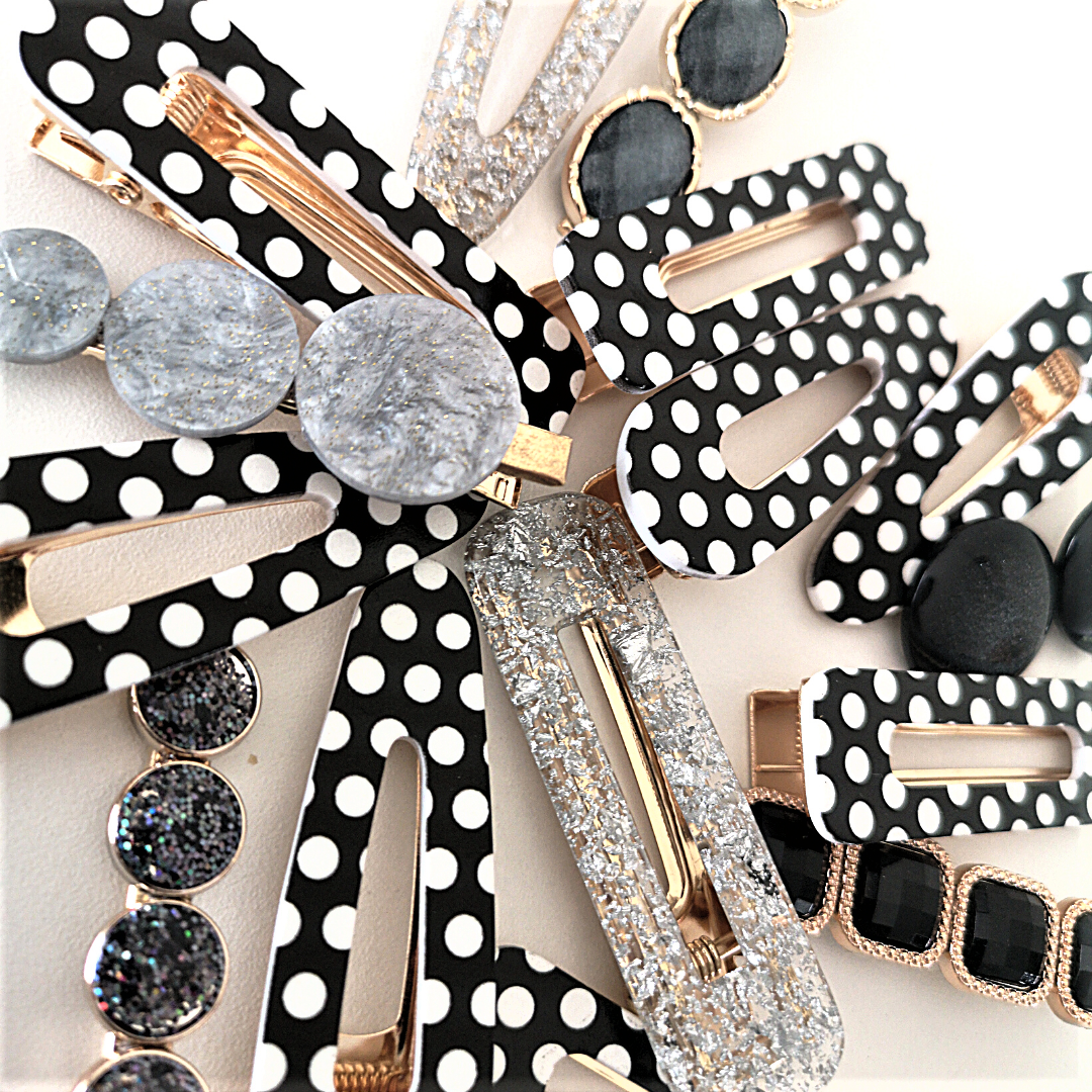 Large Black & White Dots Hairclips