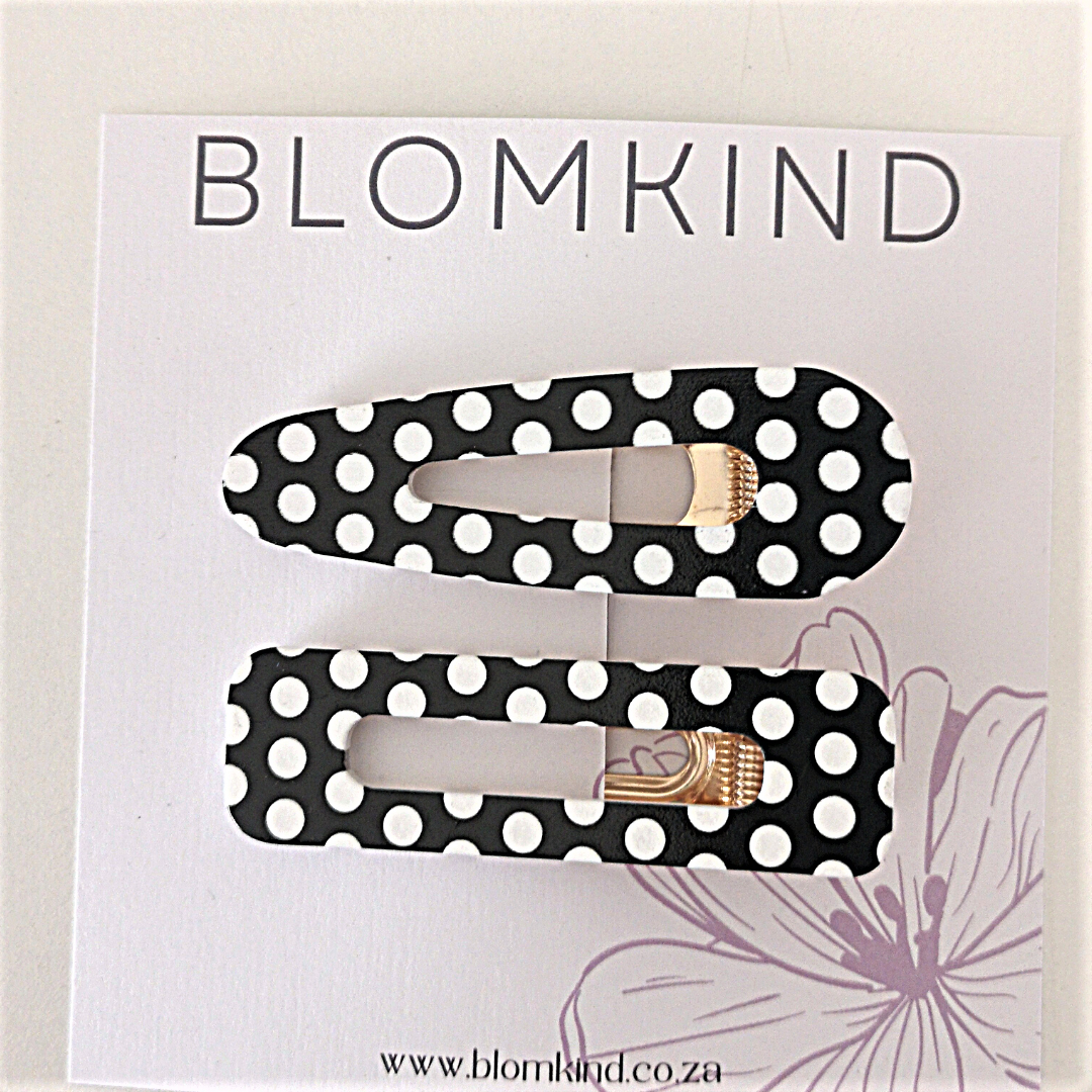 Large Black & White Dots Hairclips