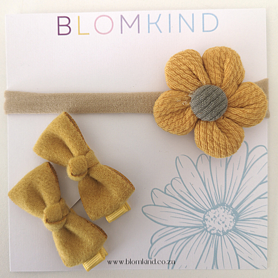 Dijon Mustard Headband and Hairclip Set