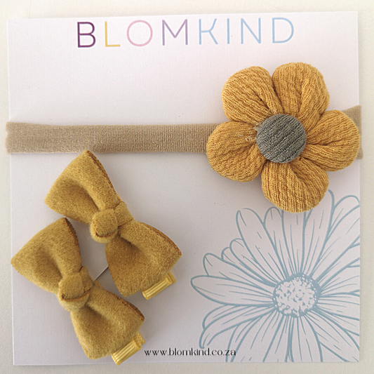 Dijon Mustard Headband and Hairclip Set