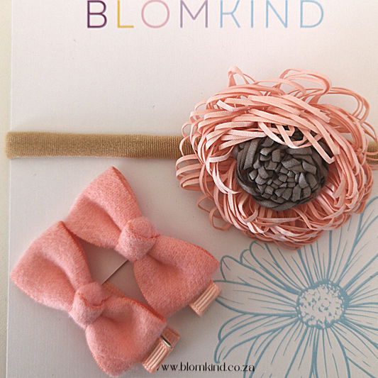 Baby Rose Pink Headband and Hairclip Set