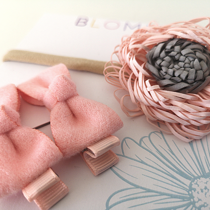 Baby Rose Pink Headband and Hairclip Set