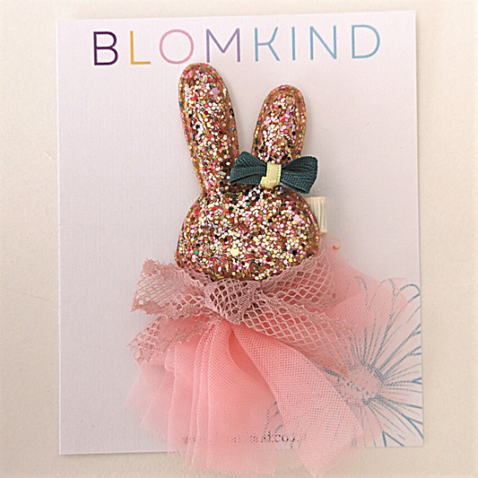 Single ballerina bunny hairclip. Suitable for baby and toddlers.